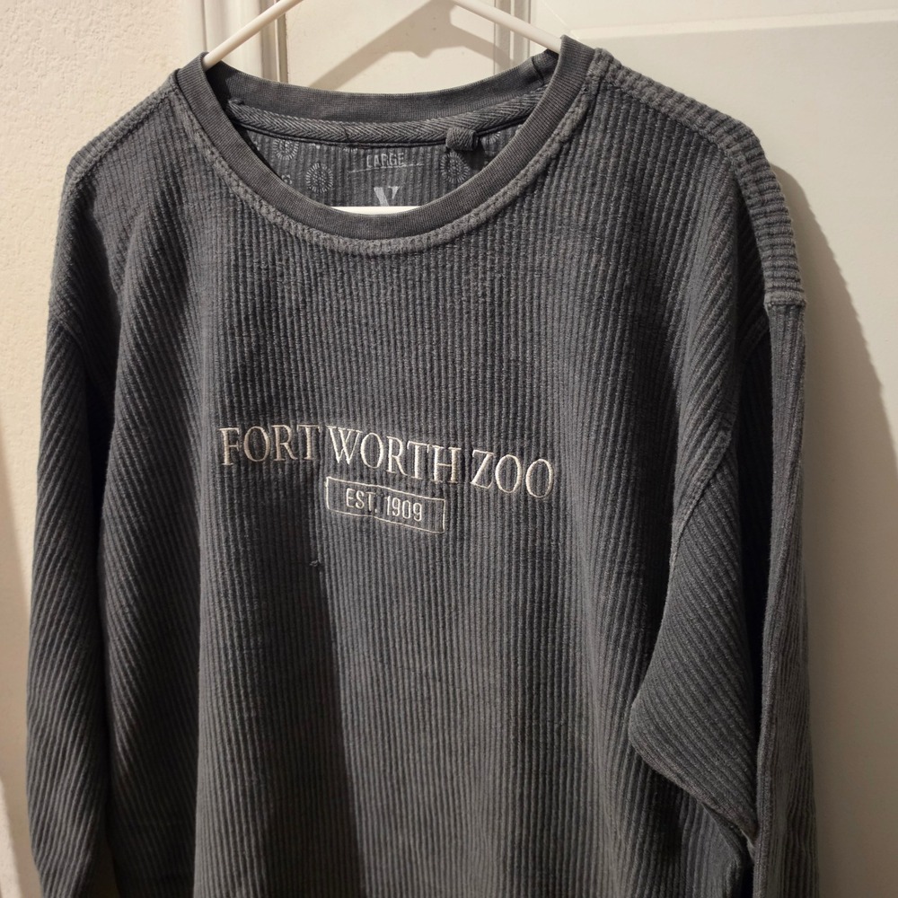 Valani Mens Large Fort Worth Zoo Embroidered Corded Thermal Shirt Charcoal Gray